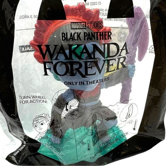 McDonald's Happy Meal Toys Wakanda Forever  Namora, Shuri,‎ & Attuma 2022  NIP - Picture 3 of 8